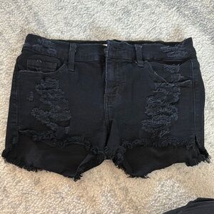 Daytrip Black Distressed Denim Shorts